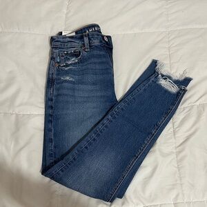 American Eagle Outfitters Women's Distressed Skinny Jeans - Dark Blue